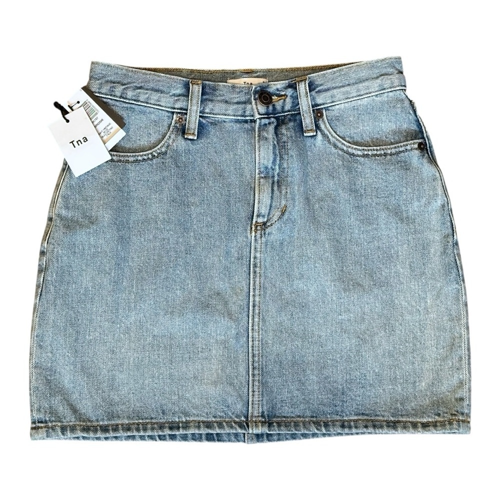 NWT Aritzia Tna Hiroshi Denim Mini Skirt in Light Vintage Blue Women’s 2 - Picture 1 of 5